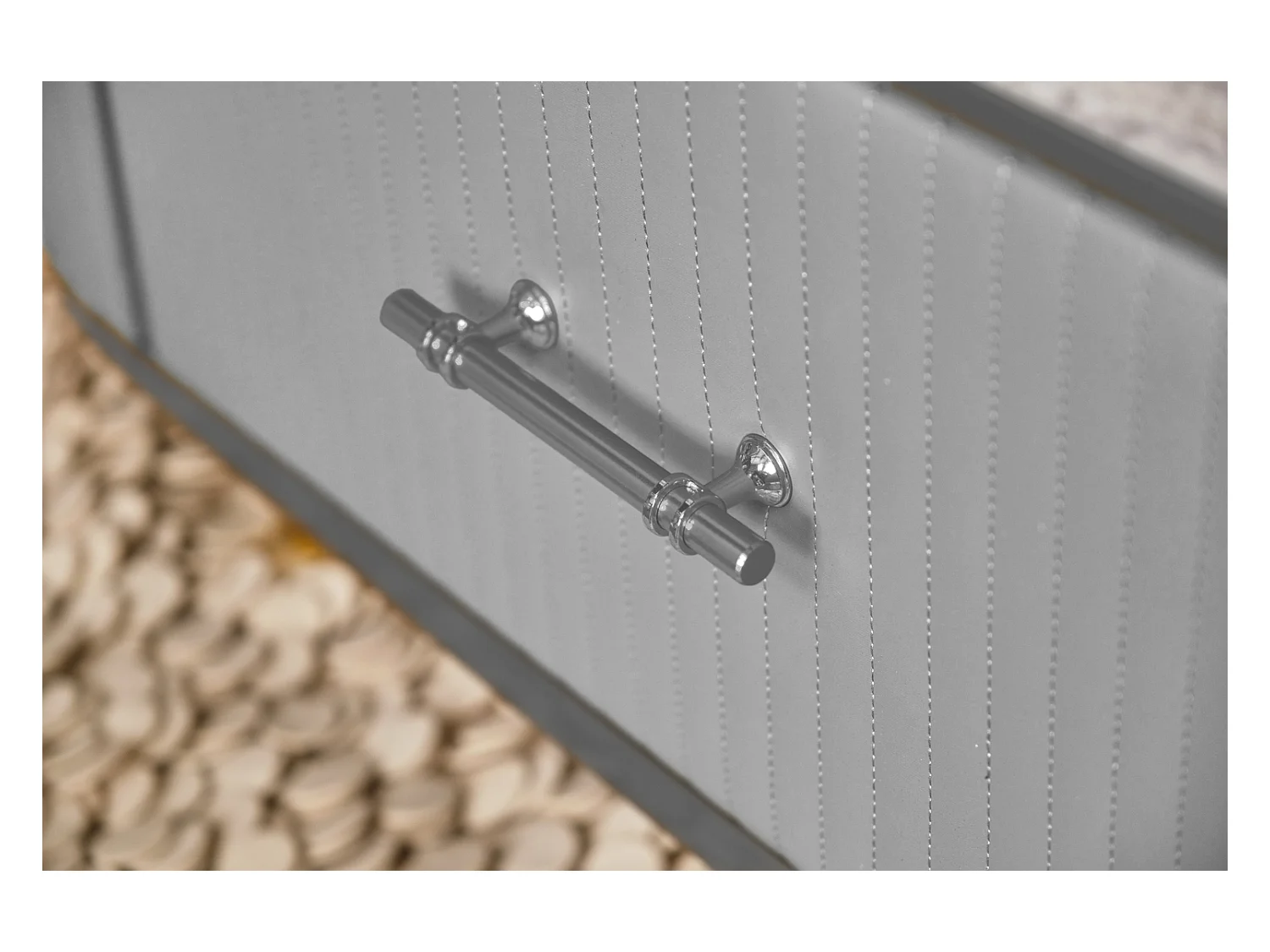 Couchtisch - Grau Kunstleder - 70 x 130 cm - MARIA