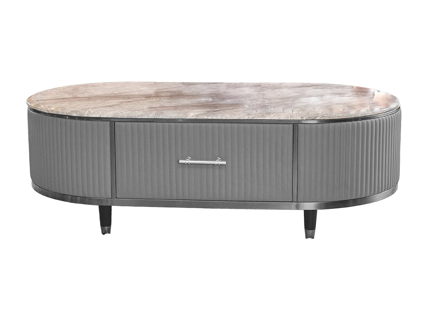 Couchtisch - Grau Kunstleder - 70 x 130 cm - MARIA