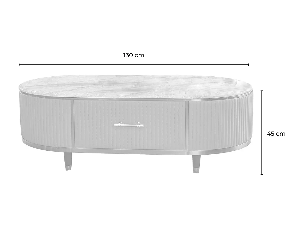 Couchtisch - Grau Kunstleder - 70 x 130 cm - MARIA