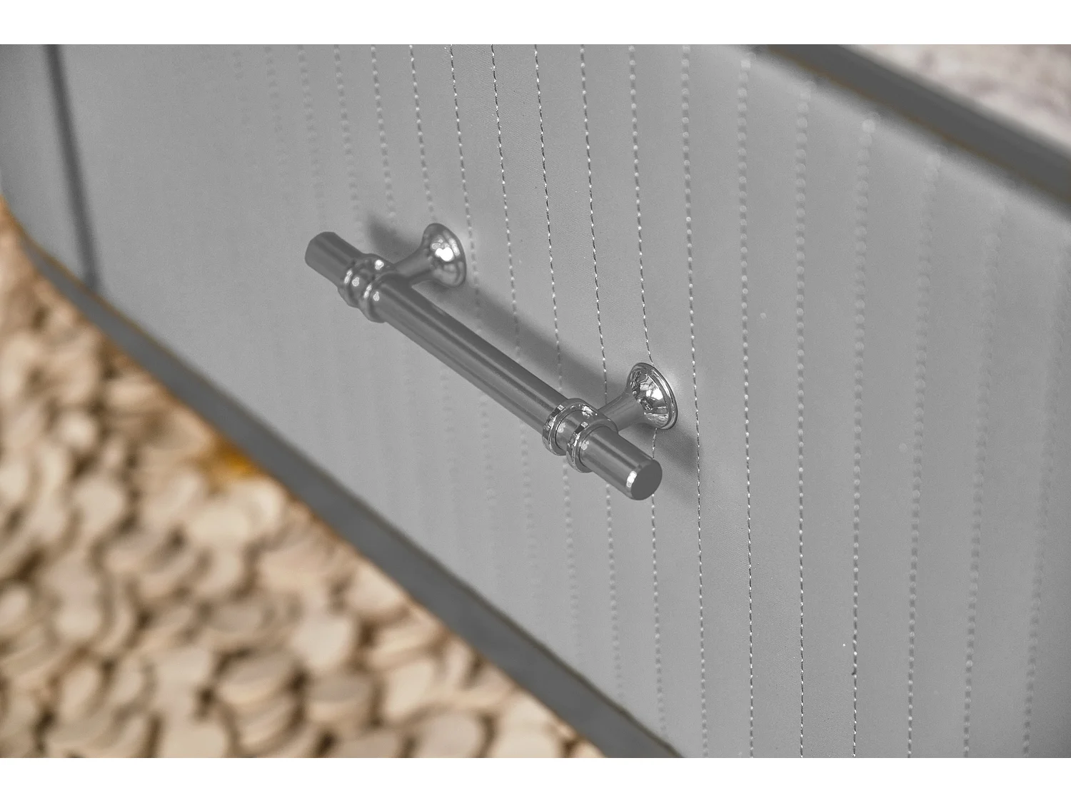 Couchtisch - Grau Kunstleder - 70 x 130 cm - MARIA