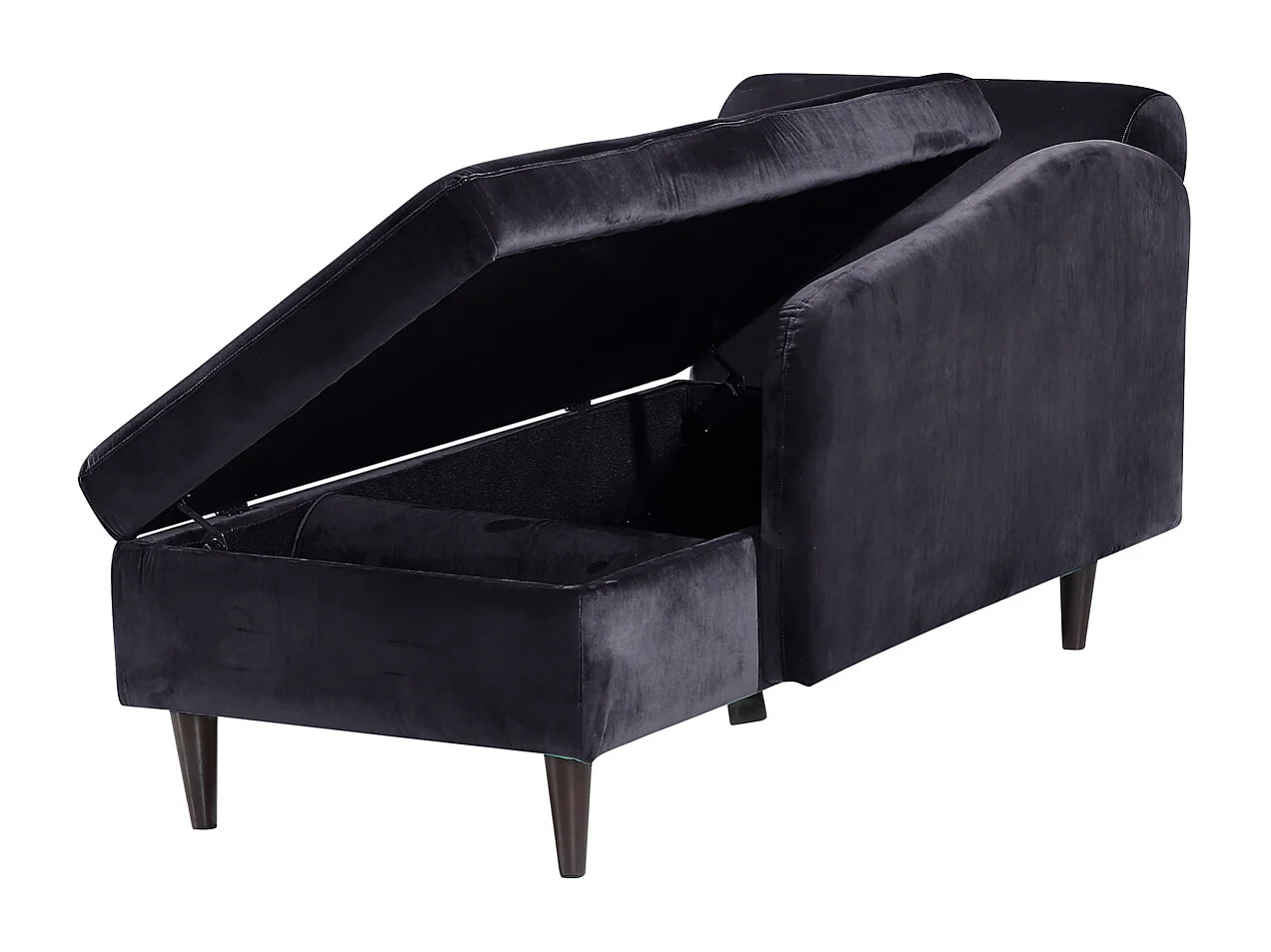 Chaise longue - Noir tissu tissé - SAHRA