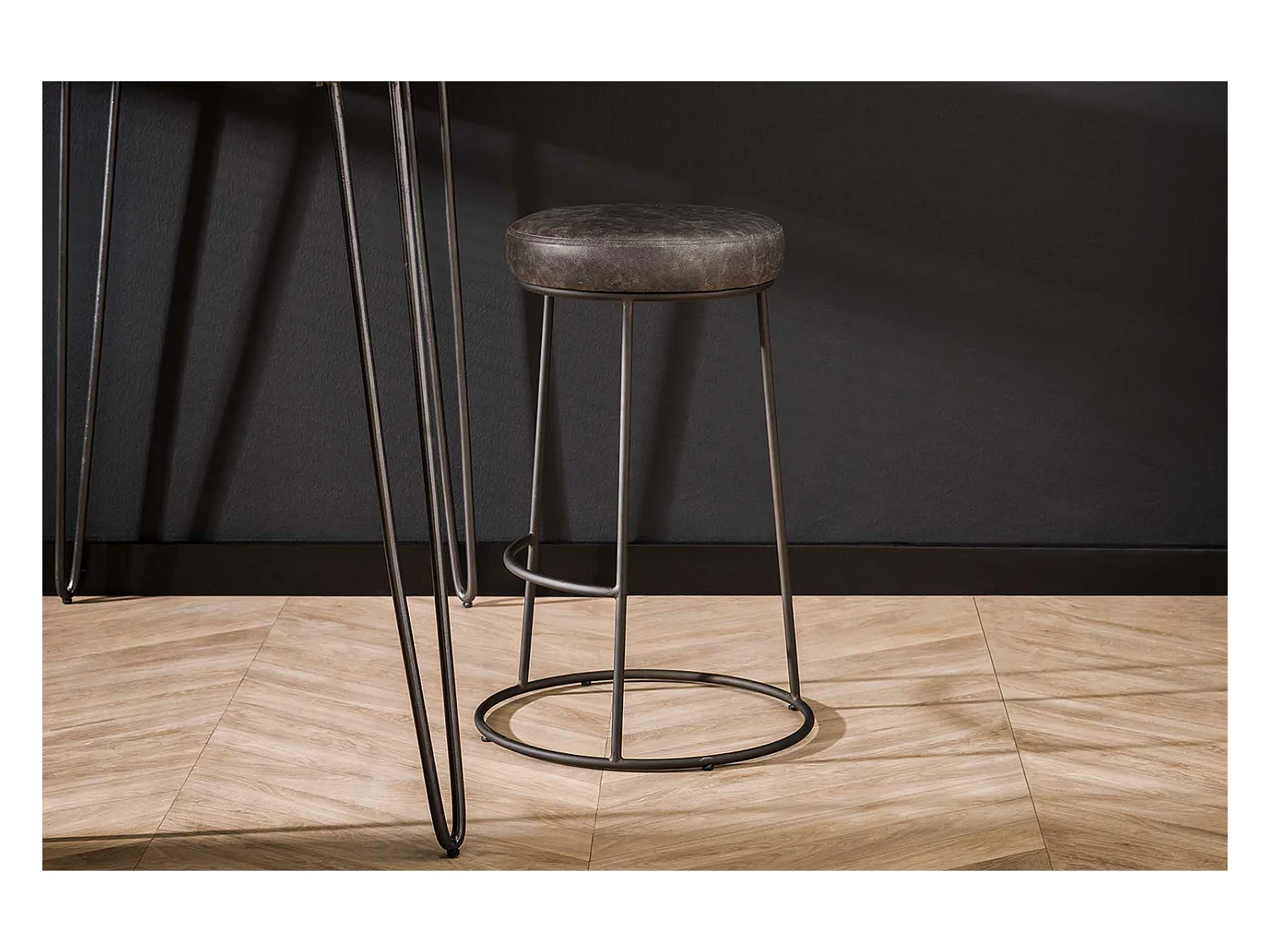 Tabouret - Gris similicuir - BANCO