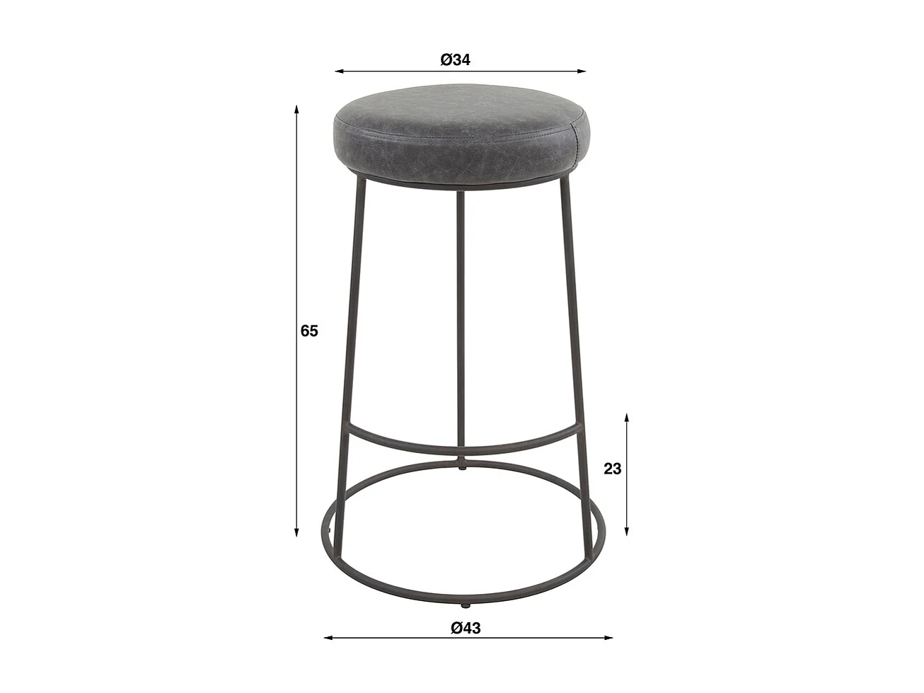 Tabouret - Gris similicuir - BANCO