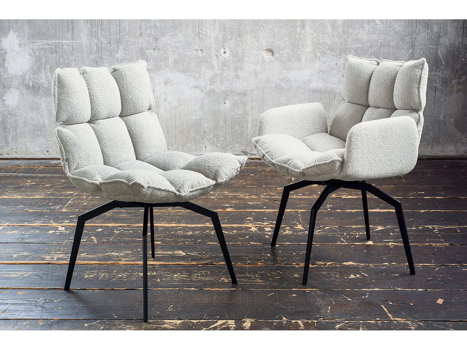 Chaise - blanc tissu tissé - BARO