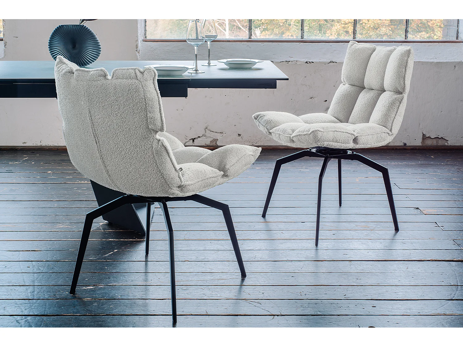 Chaise - blanc tissu tissé - BARO