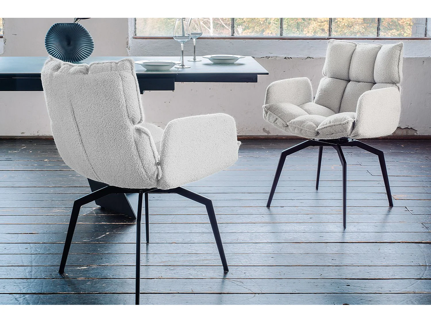 Chaise rembourrée - blanc tissu tissé - BARO