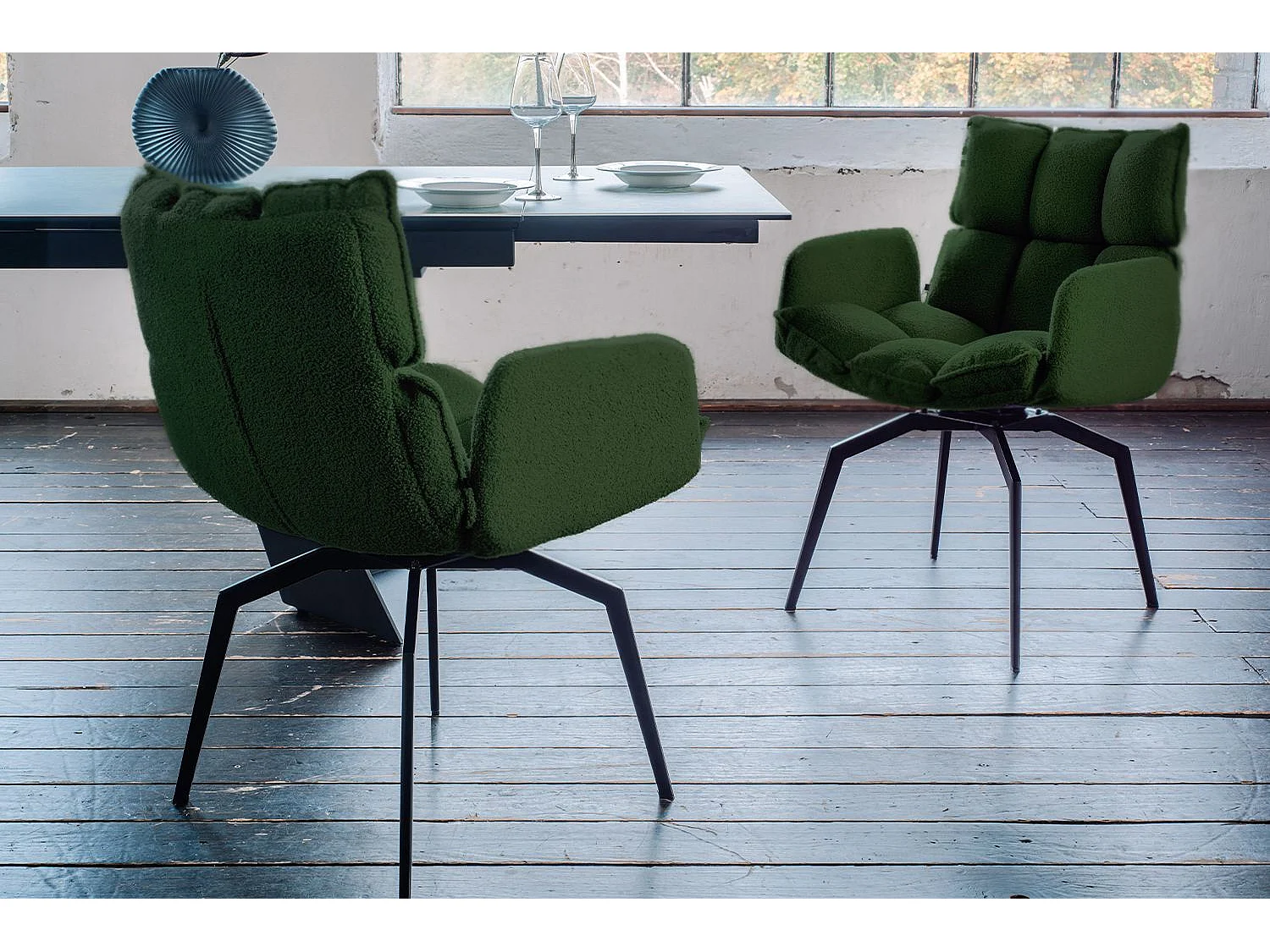 Chaise rembourrée - Vert tissu tissé - BARO