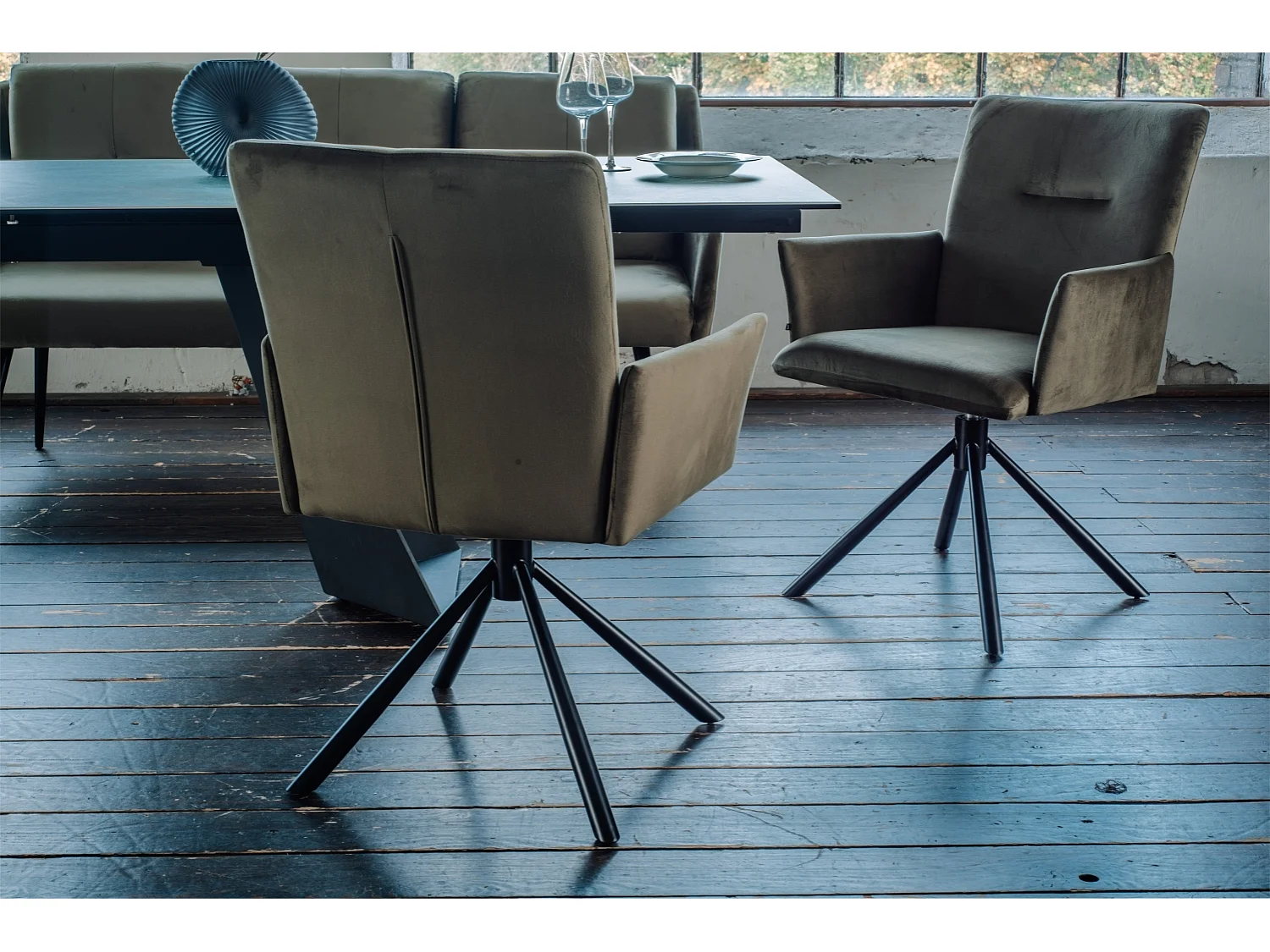 Chaise - vert foncé Velours - KYRA