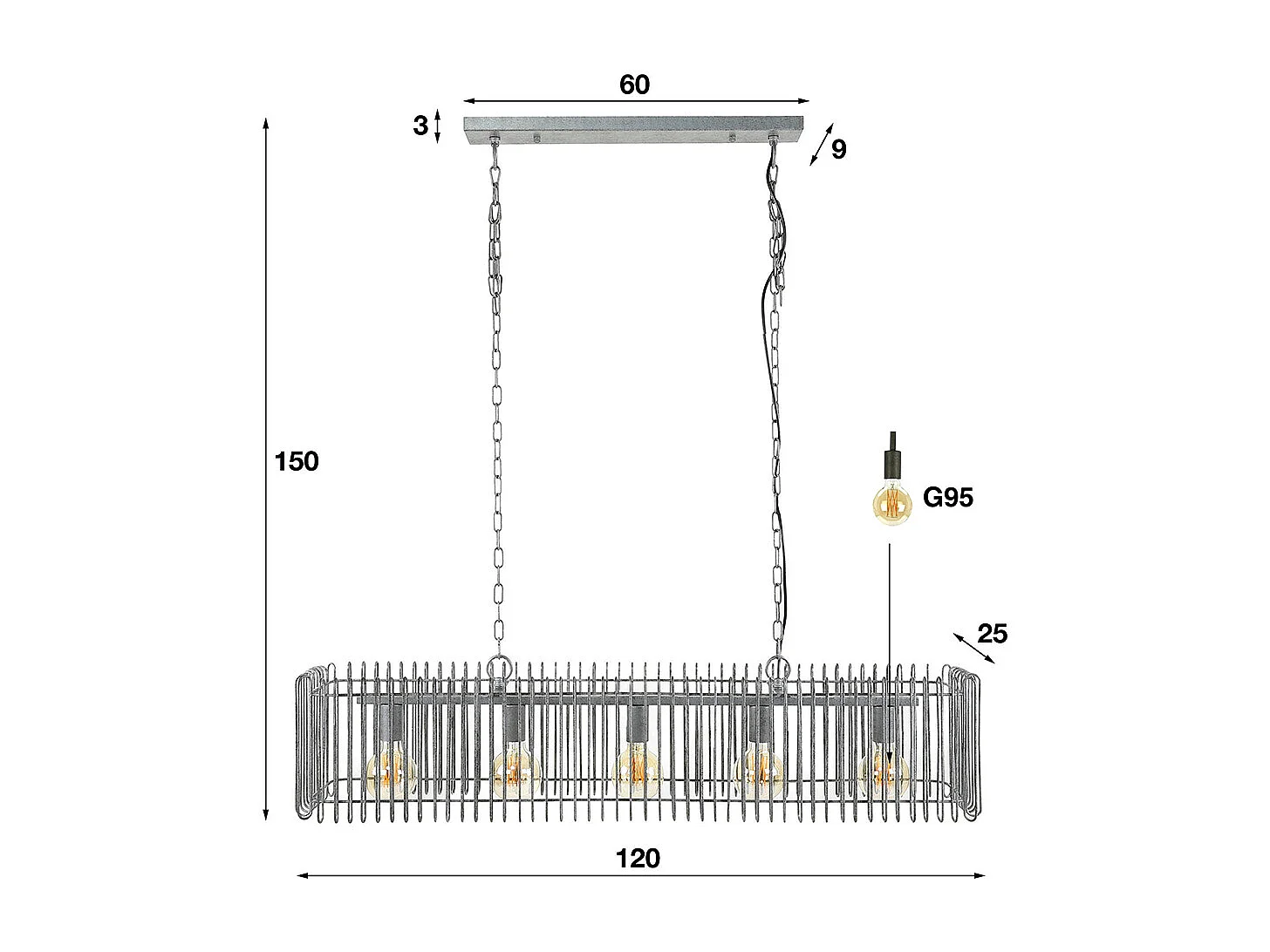 Lámpara - plata metal - LORCA