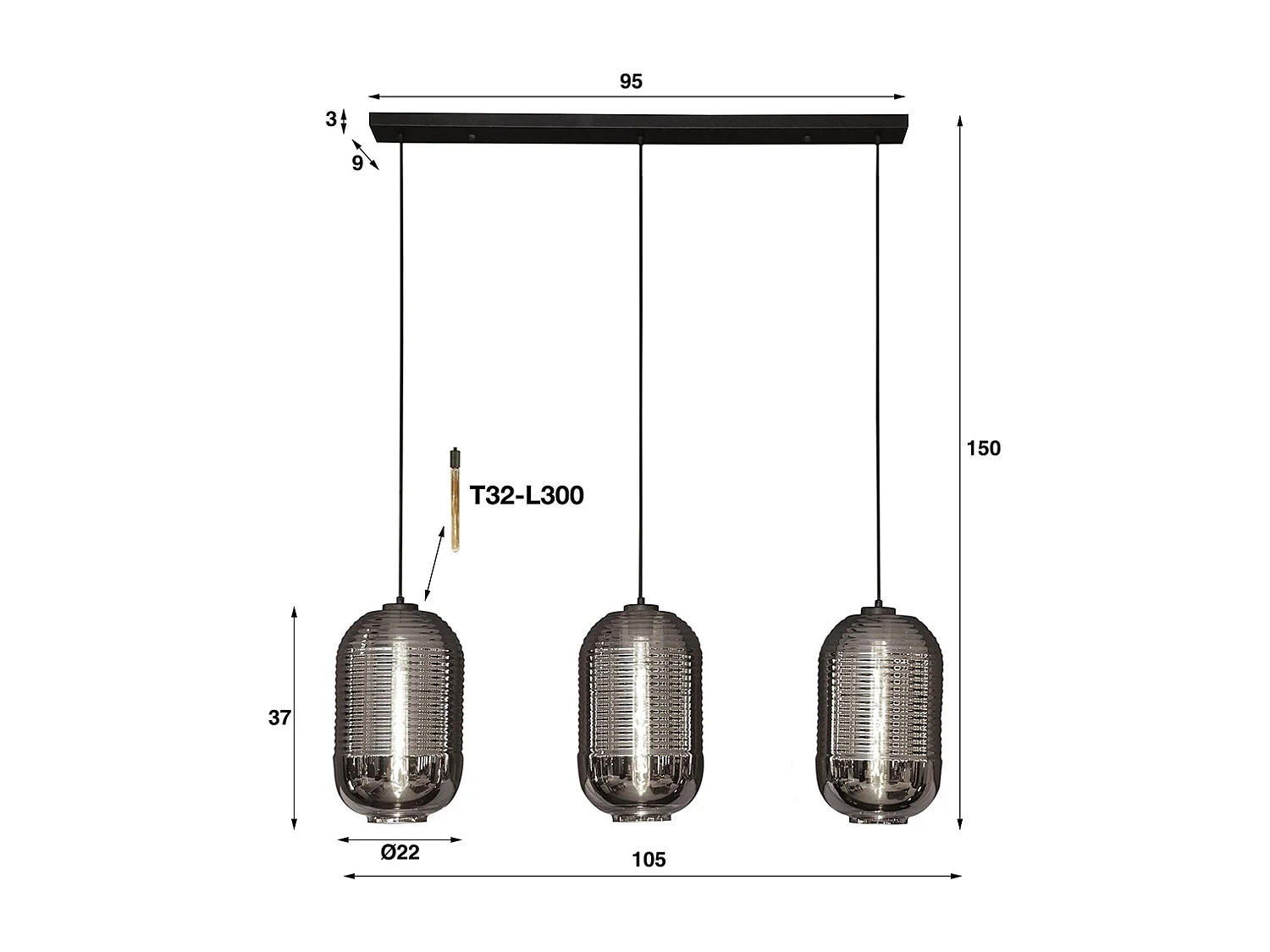 Lampe - Noir Verre - BRAGA