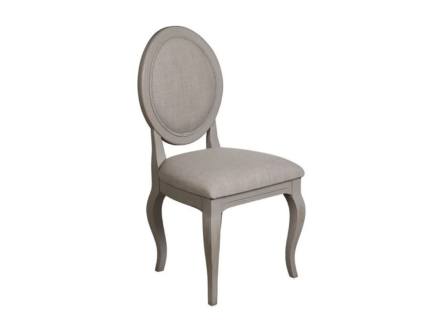 Lot De 2 Chaise Médaillon Assise Et Dossier En Tissu Bois-Polyester Gris - Provence Interior's