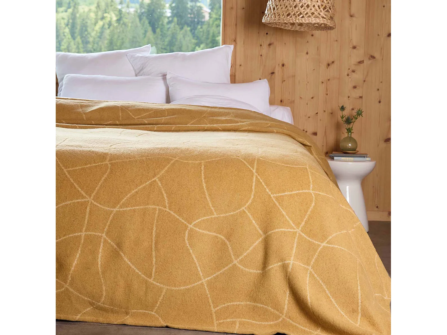 Couverture en laine mélangée 240x260 cm ATACAMA jaune ocre