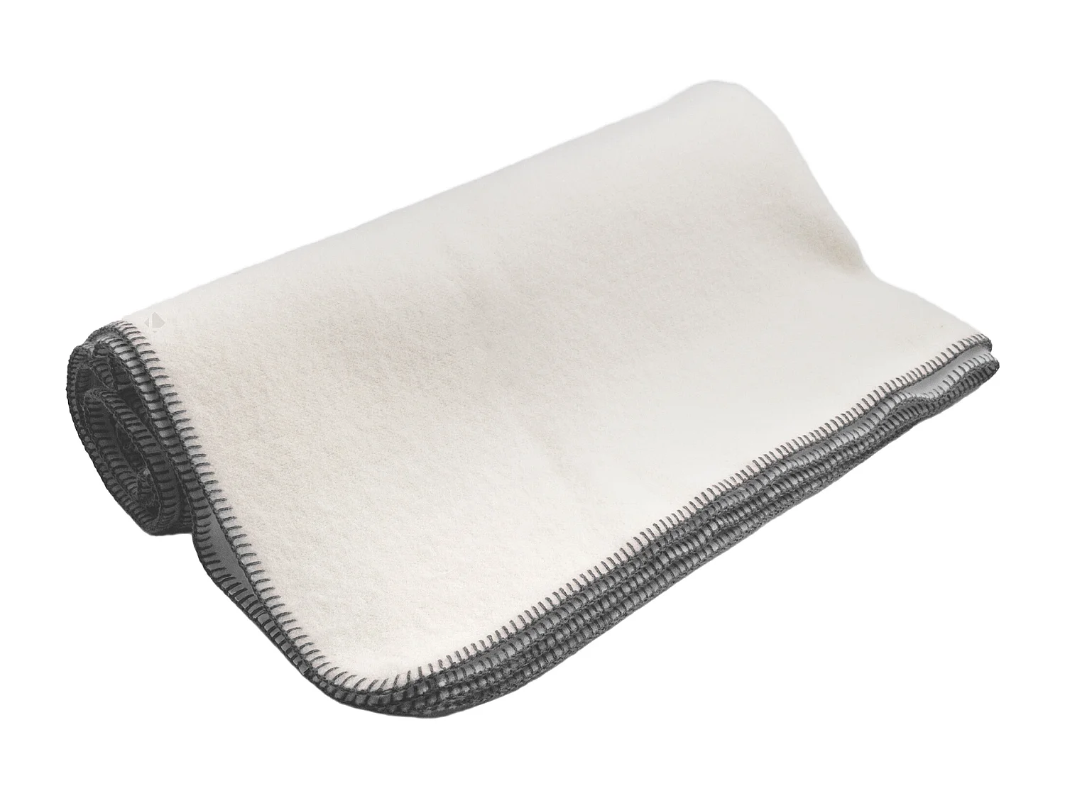 Couverture 100% laine grattée 2 faces 240x260 cm ASPEN blanc fil gris