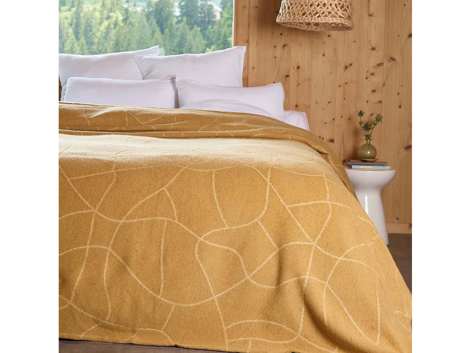 Couverture en laine mélangée 240x300 cm ATACAMA jaune ocre