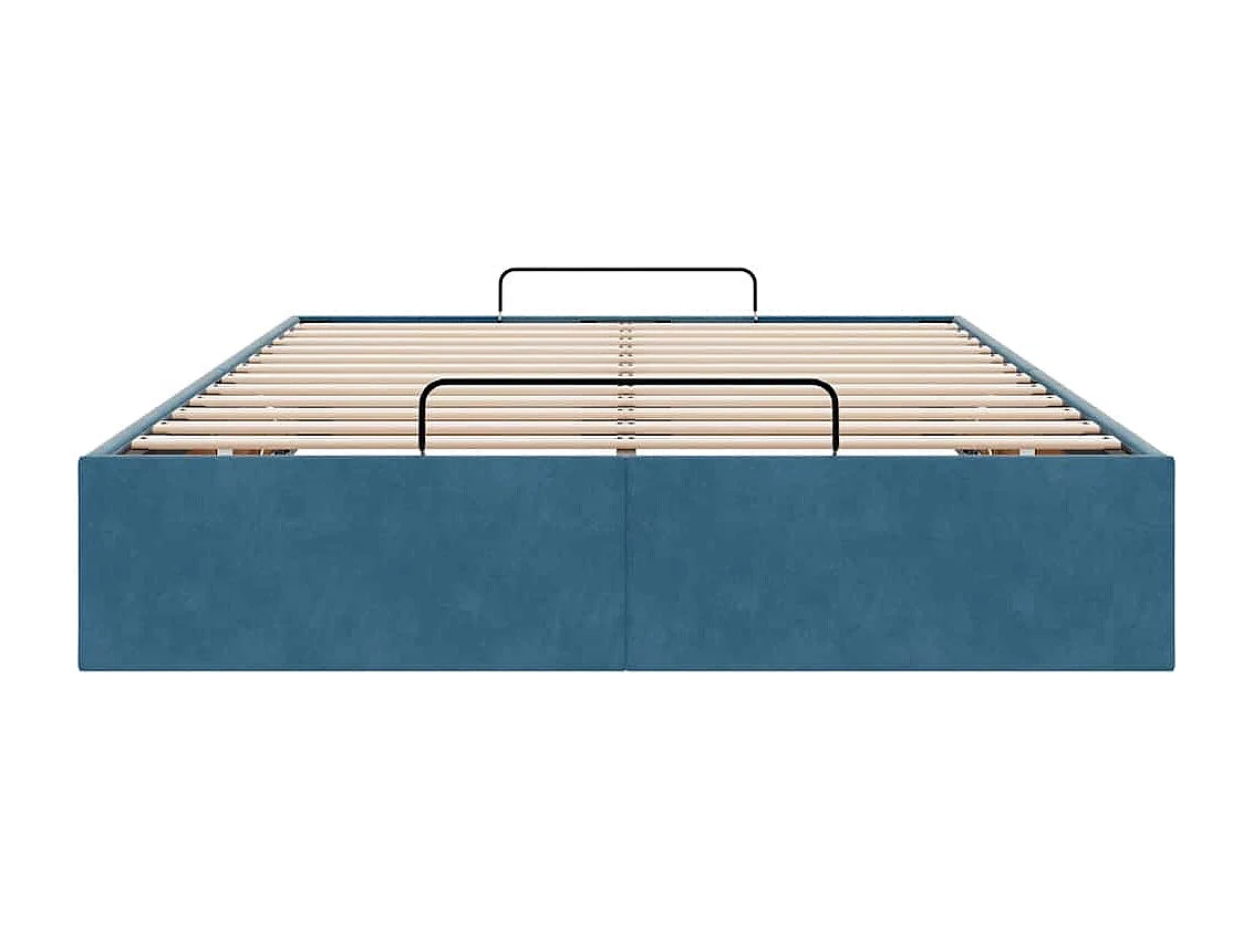 Cadre de lit ottoman sans matelas bleu foncé 120x200 cm velours