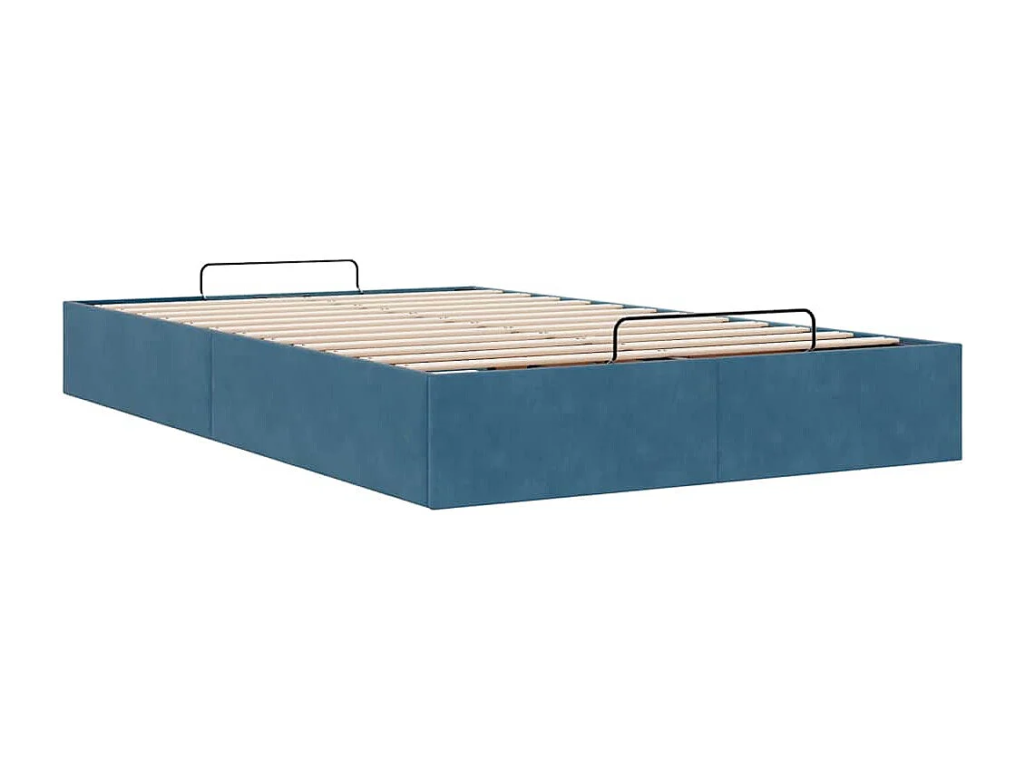 Cadre de lit ottoman sans matelas bleu foncé 120x200 cm velours
