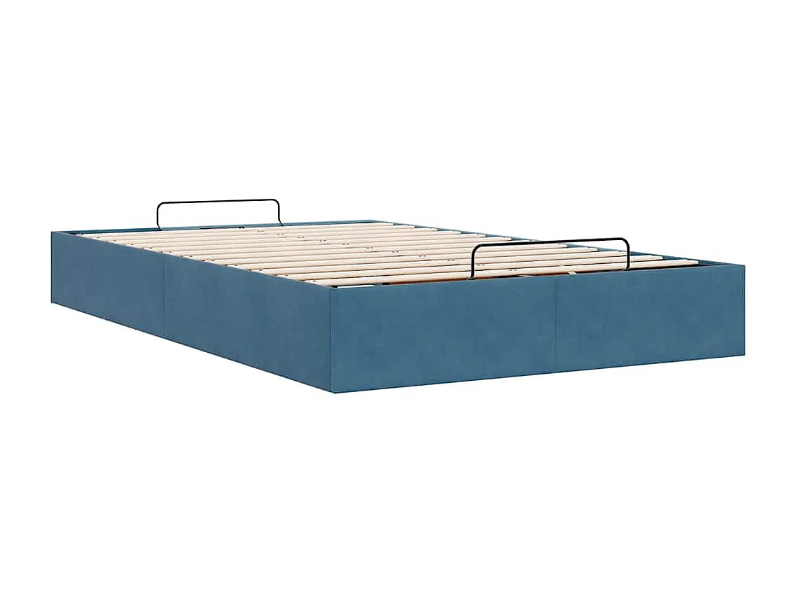 Cadre de lit ottoman sans matelas bleu foncé 120x200 cm velours