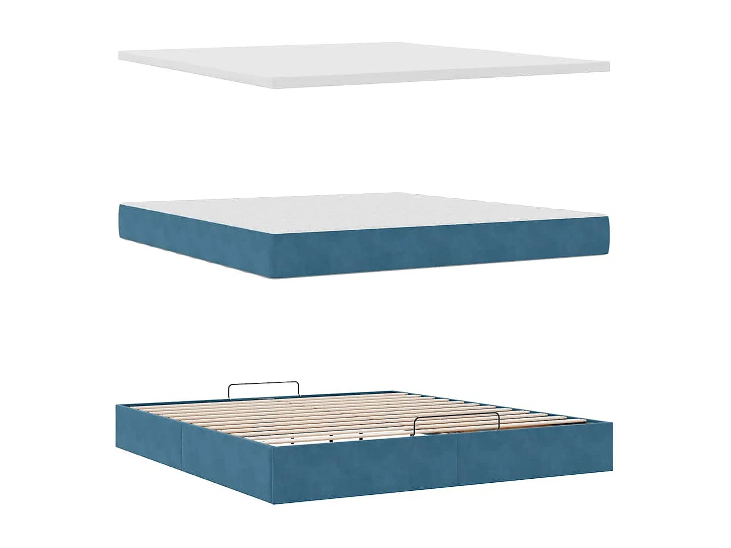Ottoman bed met matras en LED's 160x200cm fluweel donkerblauw