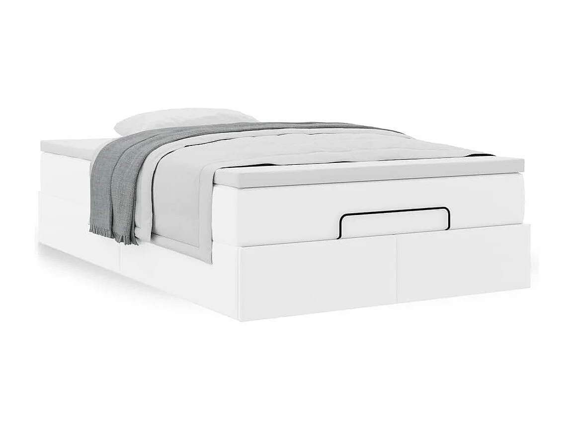 Estructura cama otomana colchón cuero sintético blanco