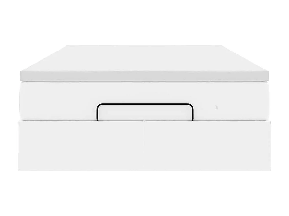 Estructura cama otomana colchón cuero sintético blanco