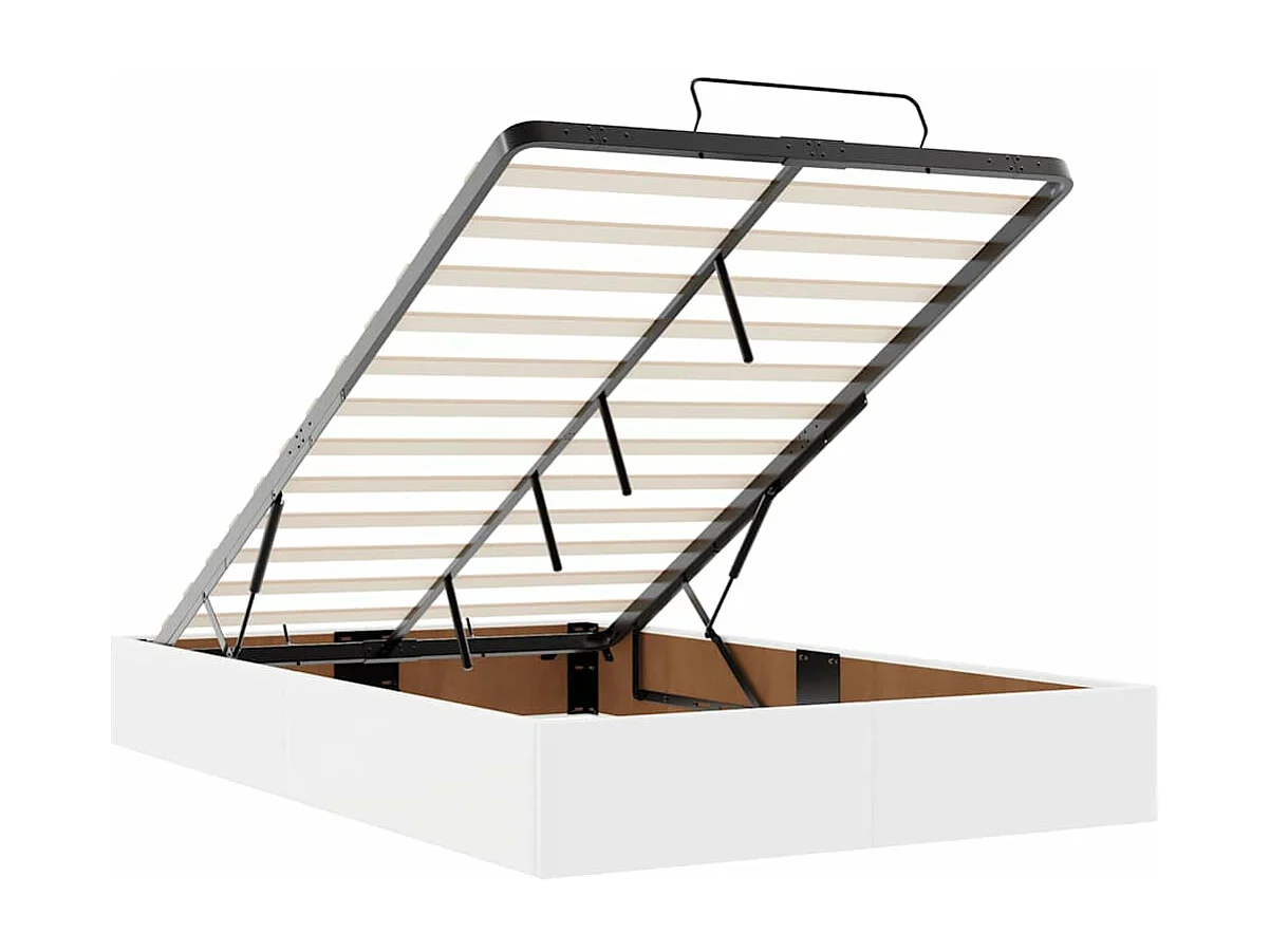 Estructura cama otomana colchón cuero sintético blanco