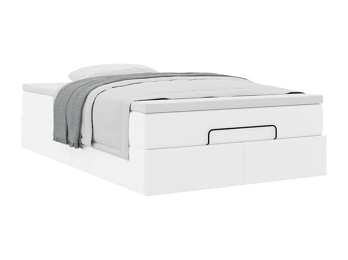 Estrutura de cama otomana com colchão branco Couro falso