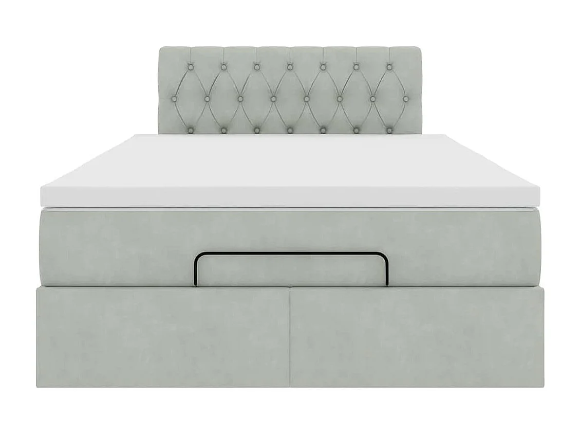 Cadre de lit ottoman et matelas gris clair 120x200 cm velours