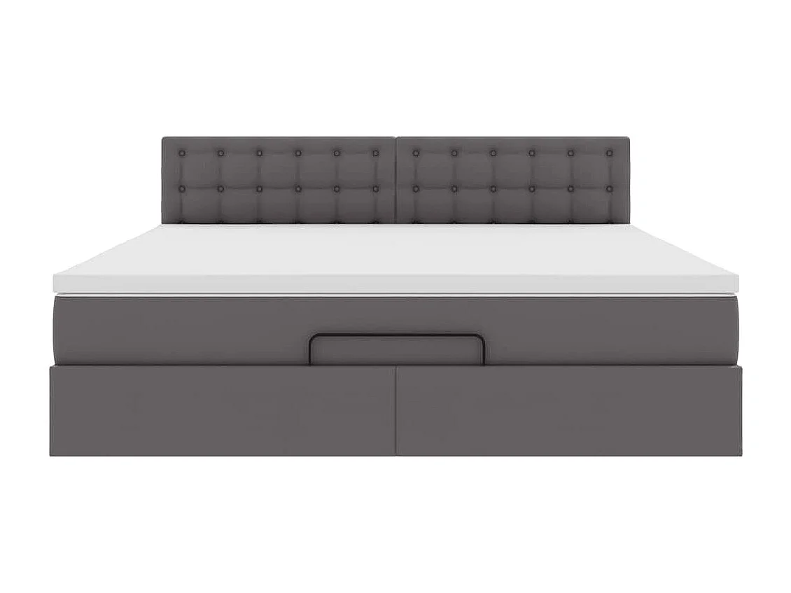 Cadre de lit ottoman avec matelas gris 160x200 cm similicuir