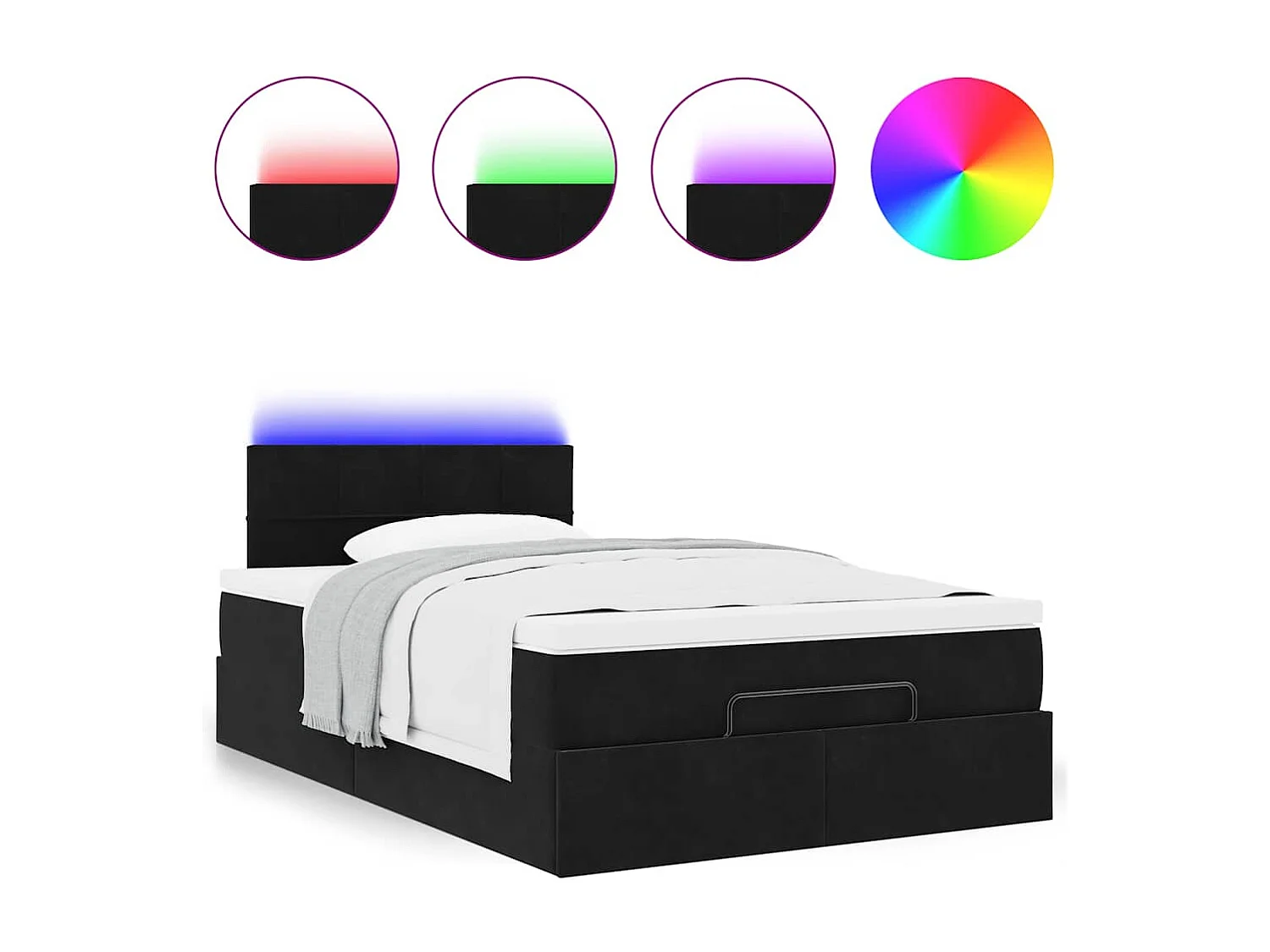 Cadre de lit ottoman avec matelas noir 120x190 cm velours