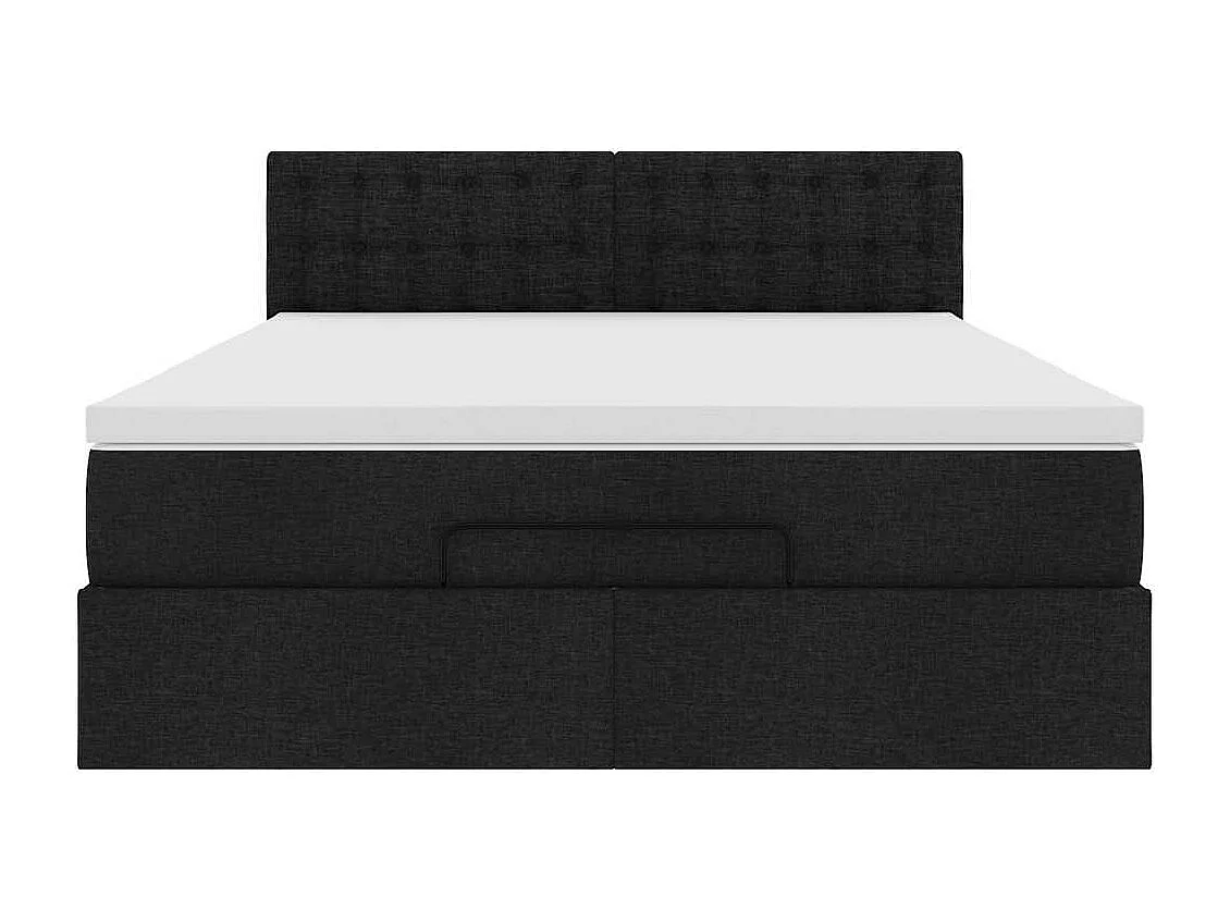 Lit ottoman avec matelas noir 140x200 cm tissu
