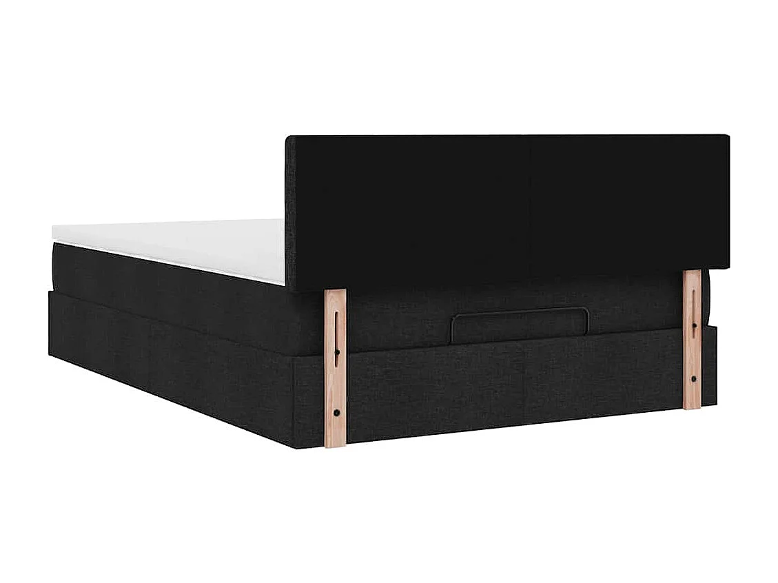 Lit ottoman avec matelas noir 140x200 cm tissu
