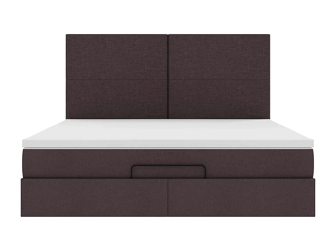 Cadre de lit ottoman avec matelas marron foncé 200x200 cm tissu