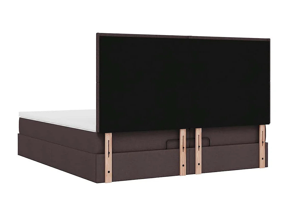 Cadre de lit ottoman avec matelas marron foncé 200x200 cm tissu