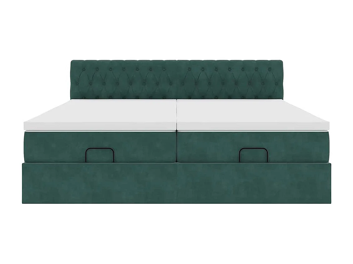 Estrutura de cama otomana com colchão verde escuro veludo