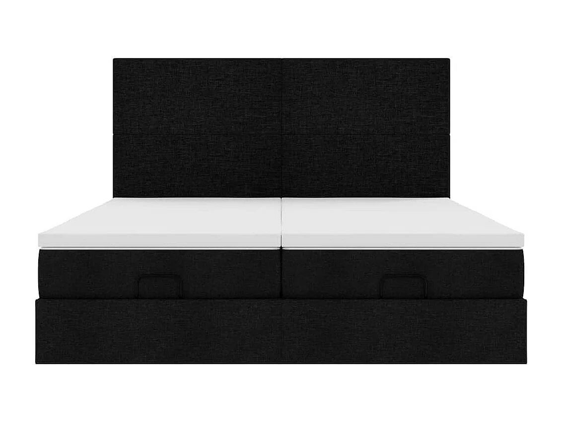 Cadre de lit ottoman avec matelas noir 160x200 cm tissu