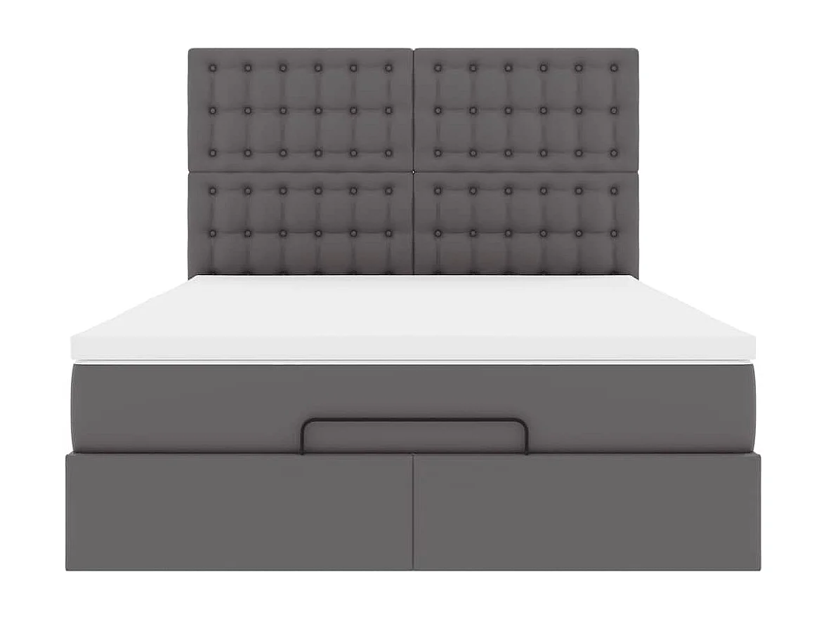 Cadre de lit ottoman avec matelas gris 140x190 cm similicuir