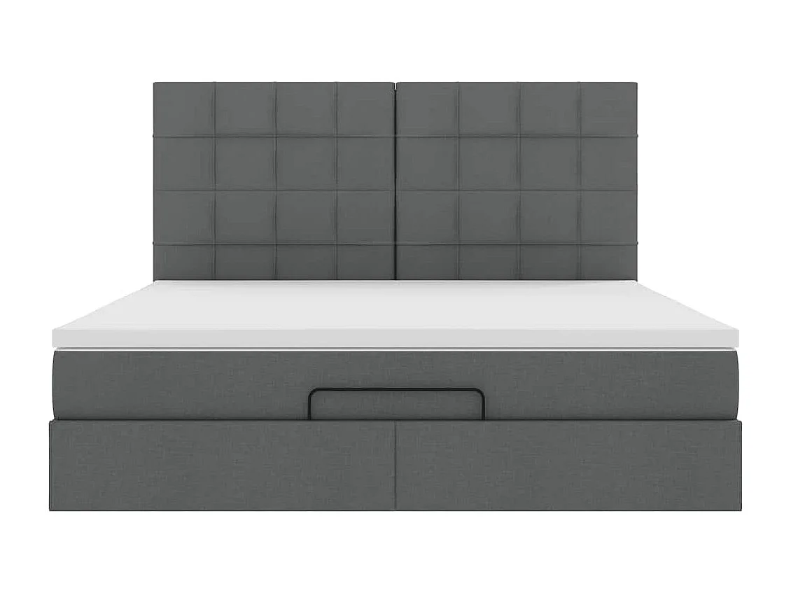 Cadre de lit ottoman avec matelas gris foncé 180x200 cm tissu