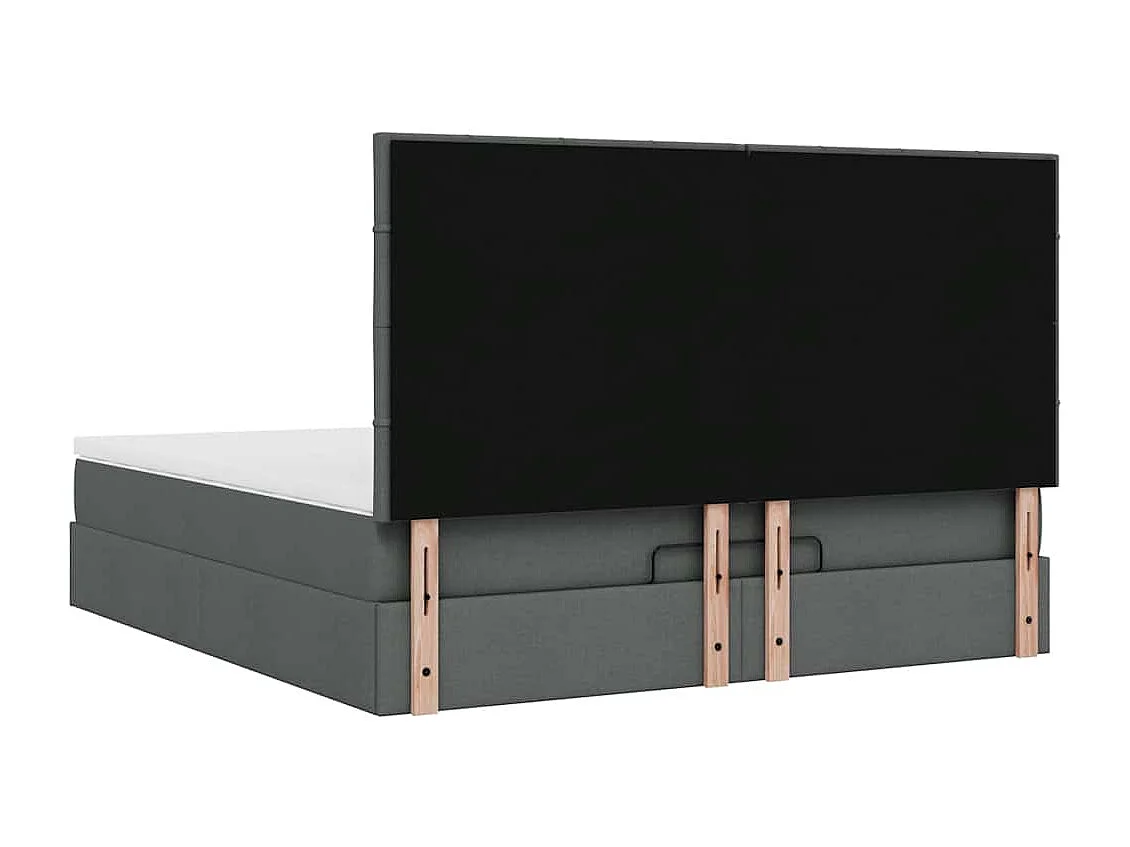 Cadre de lit ottoman avec matelas gris foncé 180x200 cm tissu