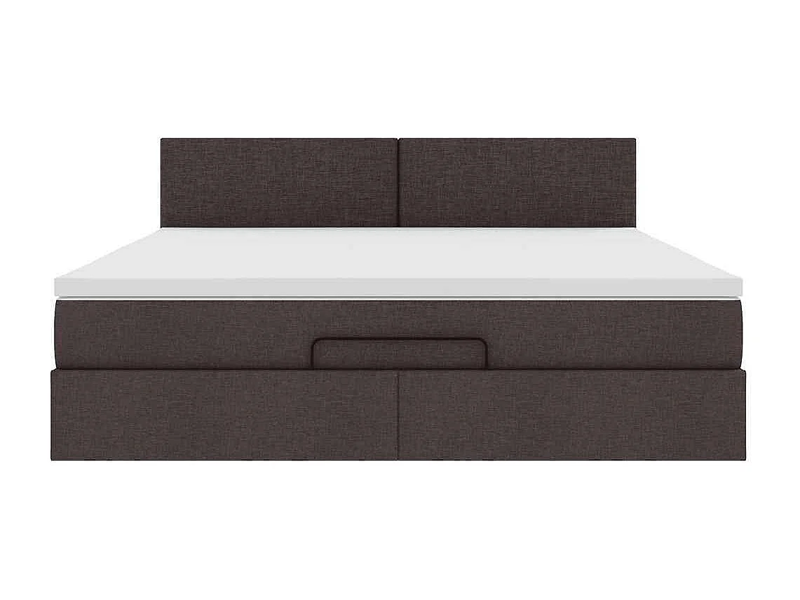 Cadre de lit ottoman avec matelas marron foncé 180x200 cm tissu