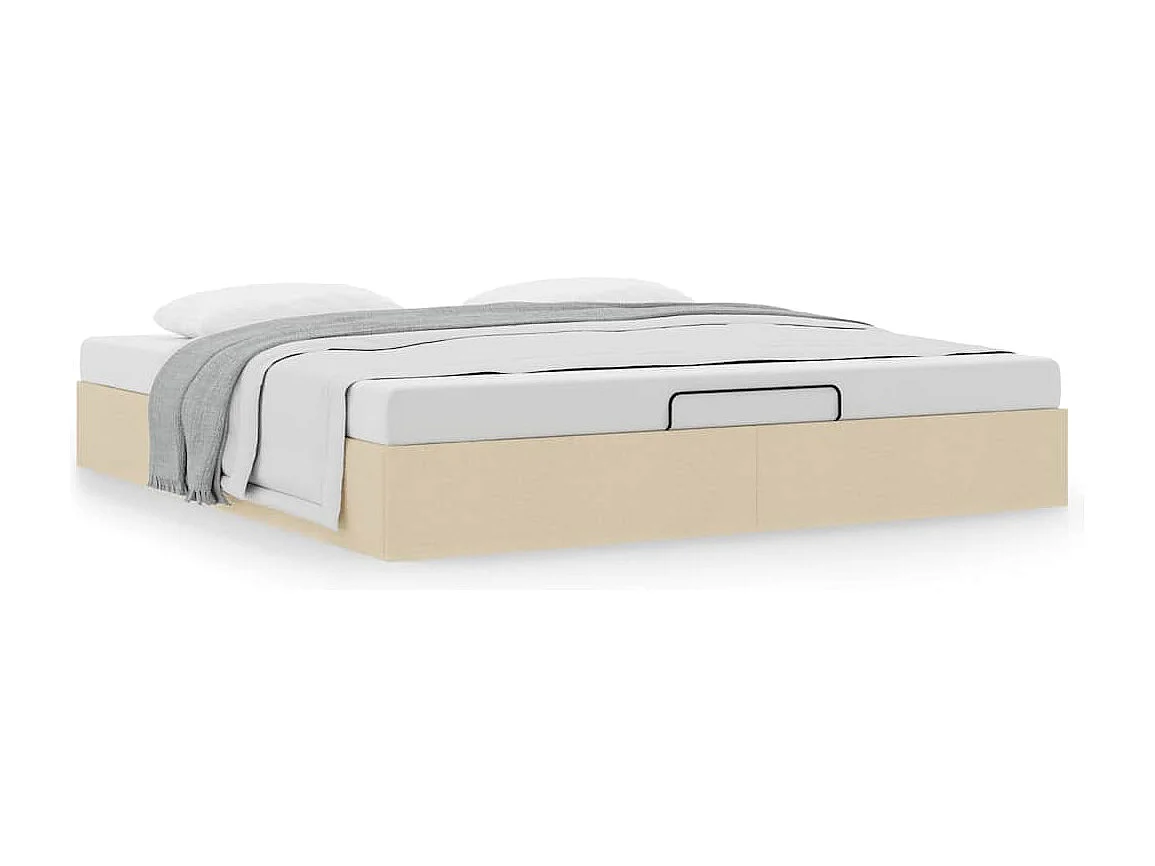 Cadre de lit ottoman sans matelas crème 200x200 cm tissu
