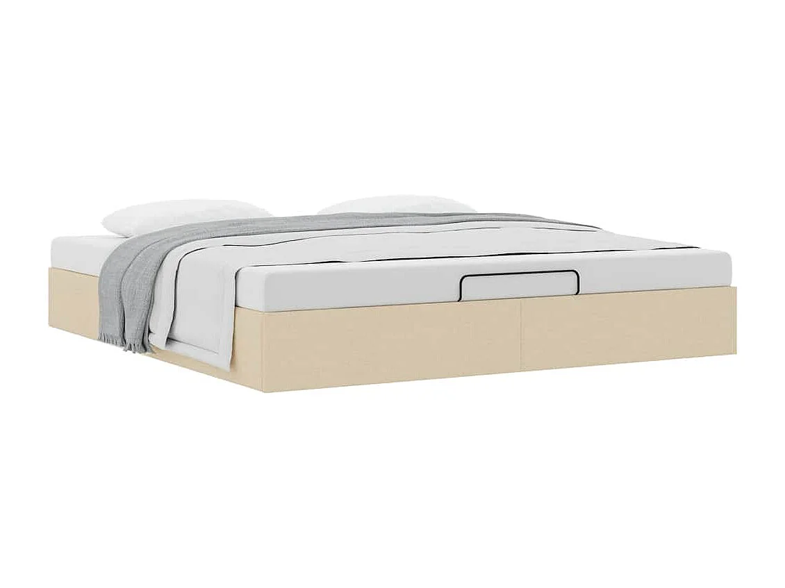 Cadre de lit ottoman sans matelas crème 200x200 cm tissu