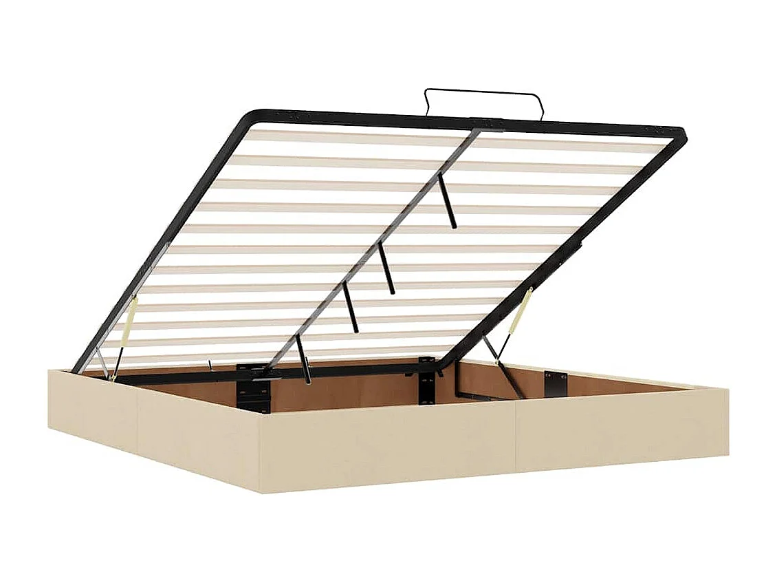 Cadre de lit ottoman sans matelas crème 200x200 cm tissu