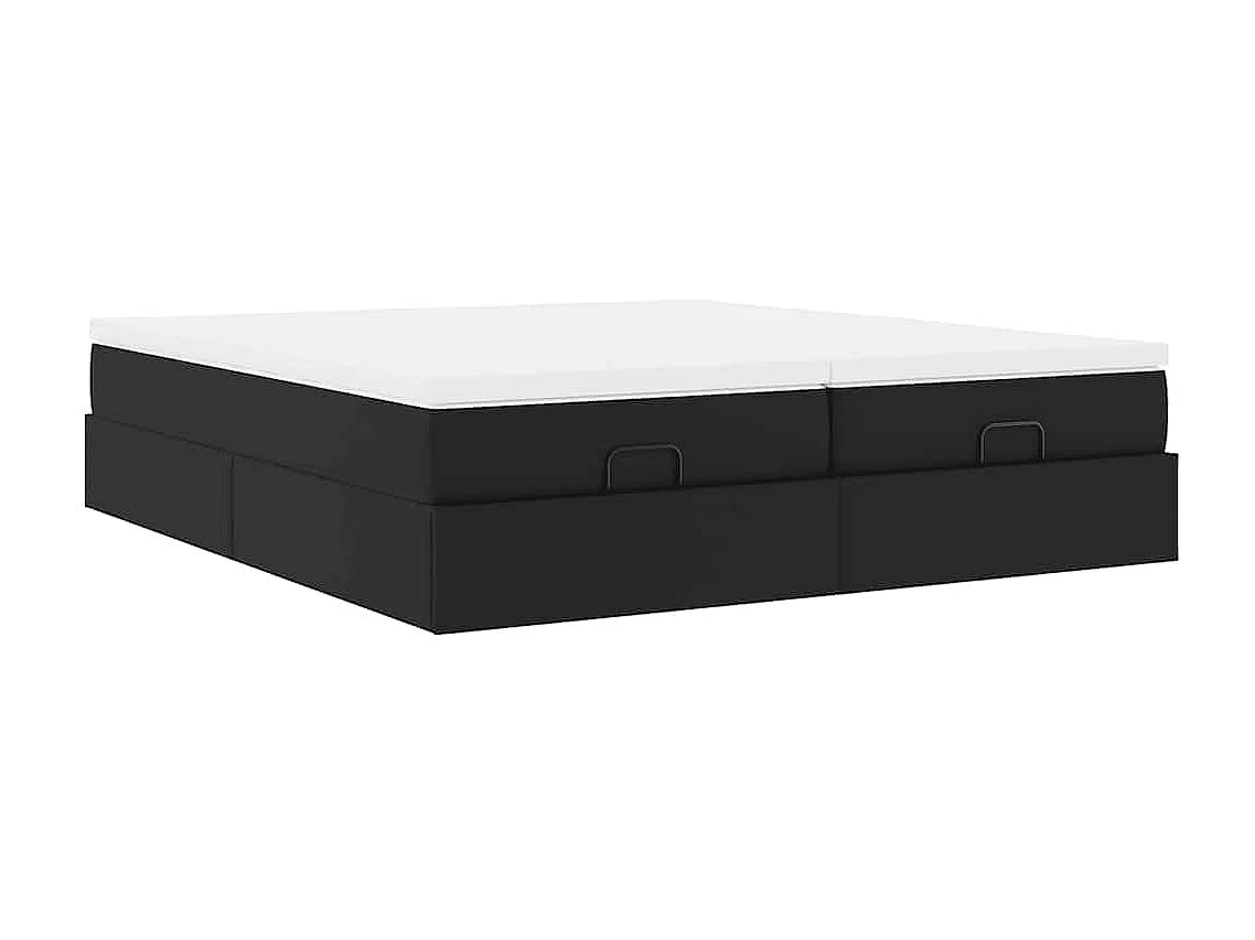 Cadre de lit ottoman avec matelas noir 200x200 cm similicuir