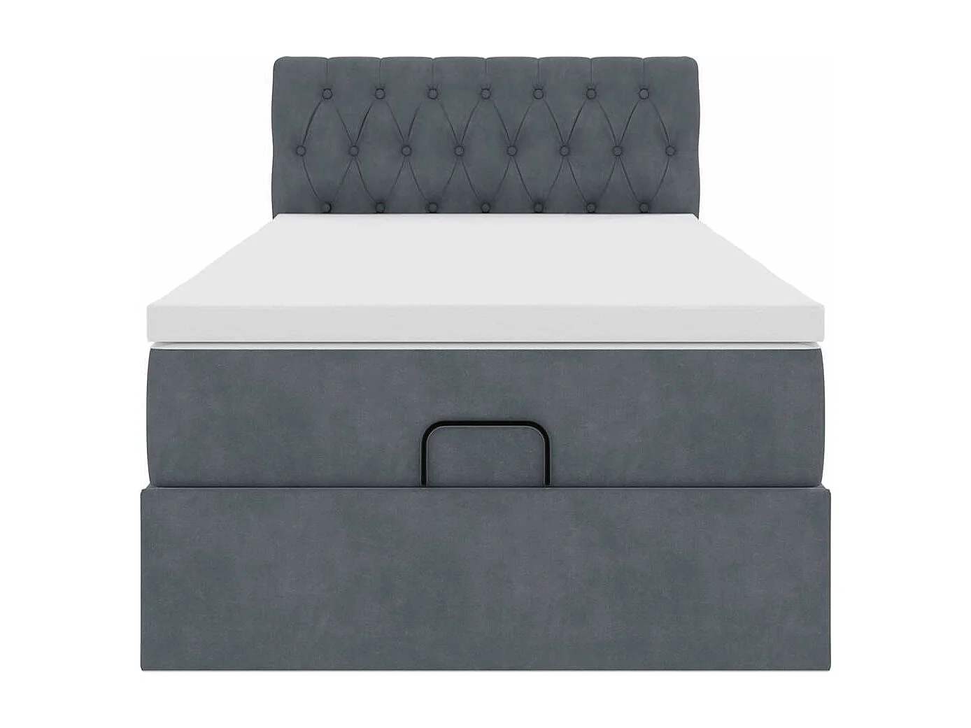 Cadre de lit ottoman avec matelas gris foncé 90x190 cm velours