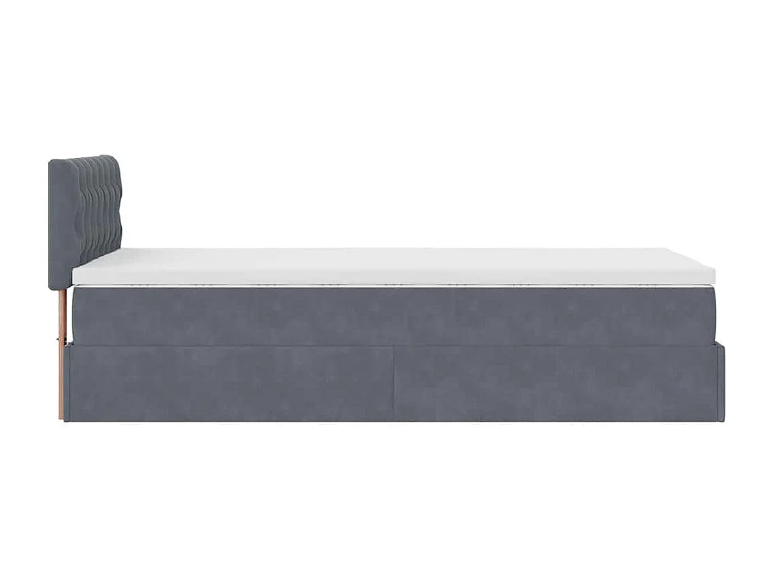 Cadre de lit ottoman avec matelas gris foncé 90x190 cm velours