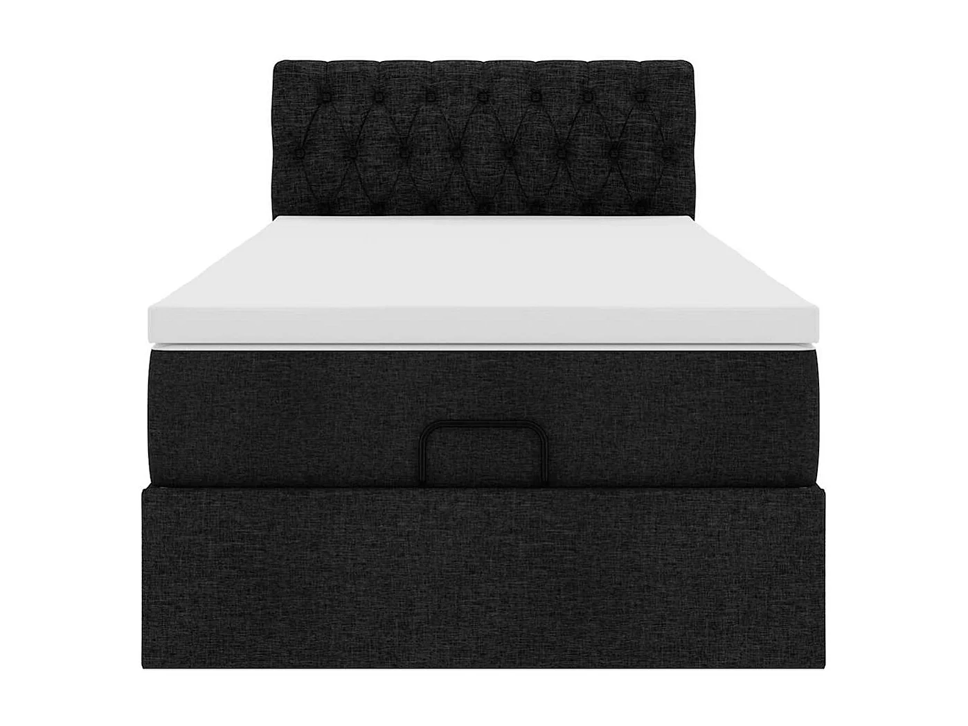 Cadre de lit ottoman avec matelas noir 80x200 cm tissu