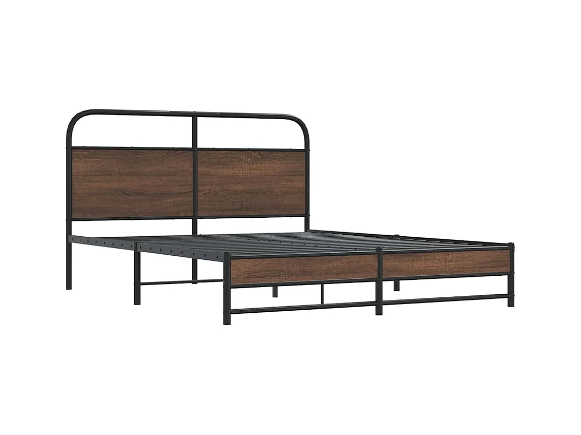 Estrutura cama sem colchão 160x200 cm metal carvalho castanho