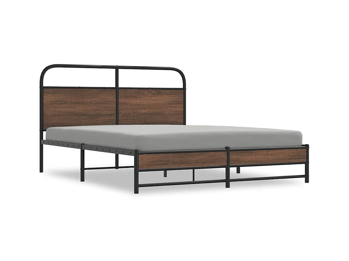 Estrutura cama sem colchão 160x200 cm metal carvalho castanho