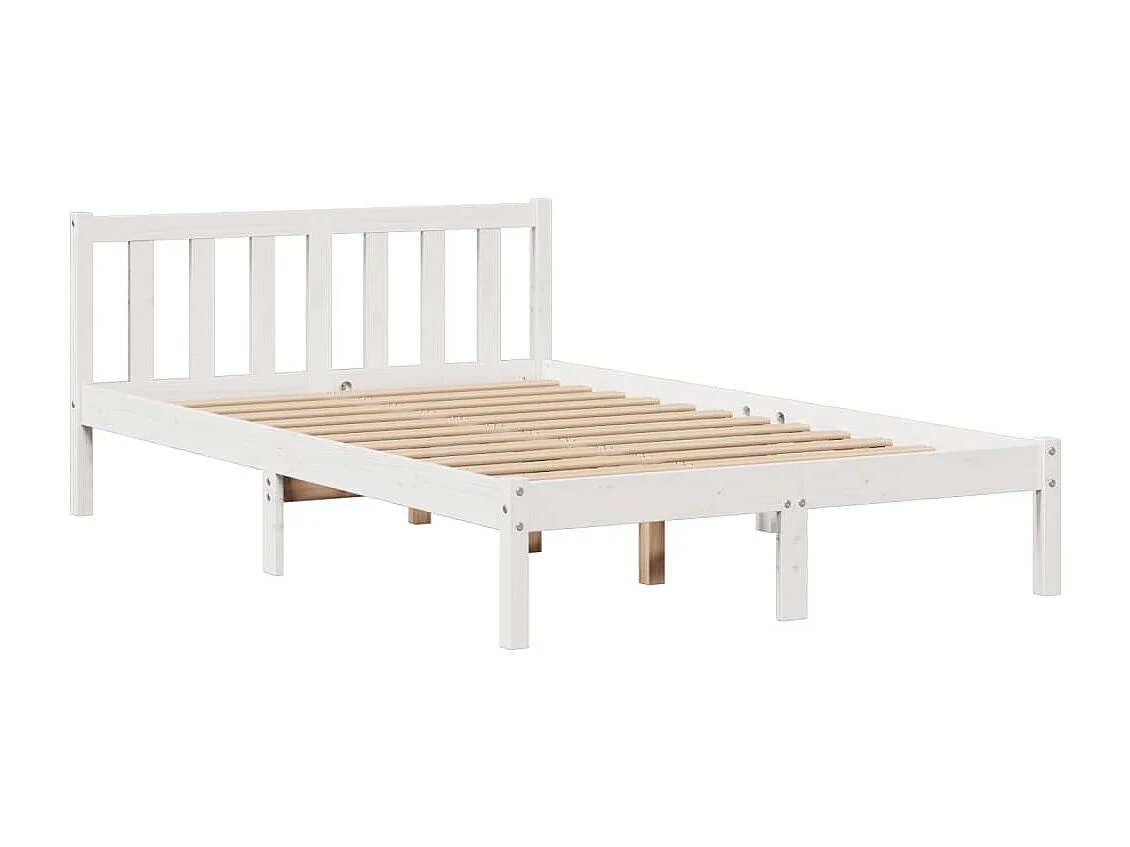Cama con estantería sin colchón madera maciza blanca 135x190 cm