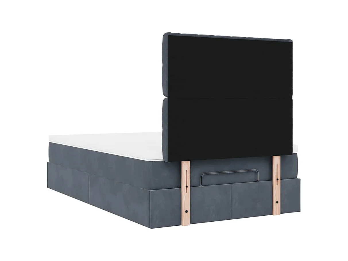 Cadre de lit ottoman et matelas gris foncé 120x200 cm velours